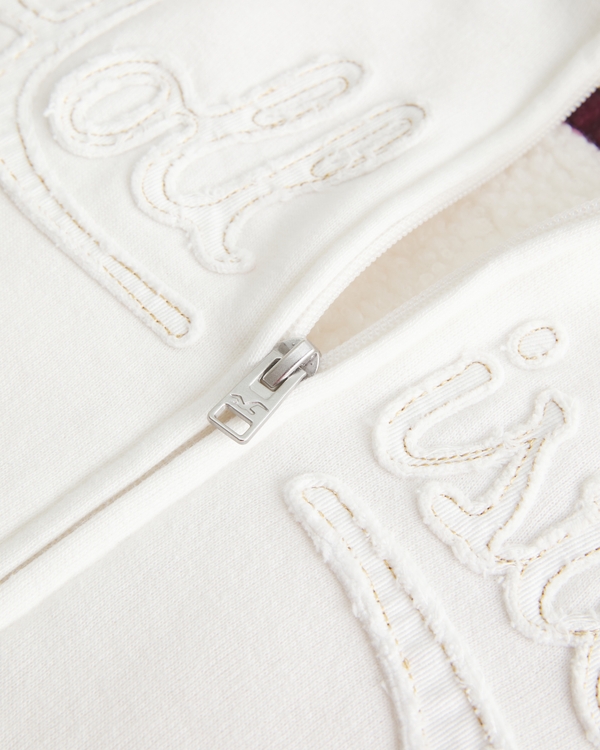 Holiday Vault Release Sherpa-Lined Zip-Up Logo Graphic Hoodie