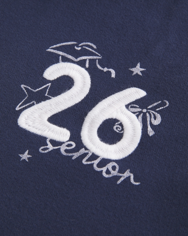 Hollister Feel Good Zip-Up Senior '26 Graphic Hoodie, Navy Blue view 2
