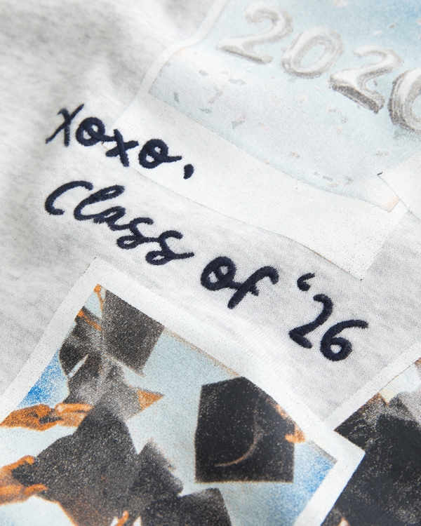 Hollister Feel Good Oversized Senior Graphic Crew Sweatshirt, Light Heather Grey view 2