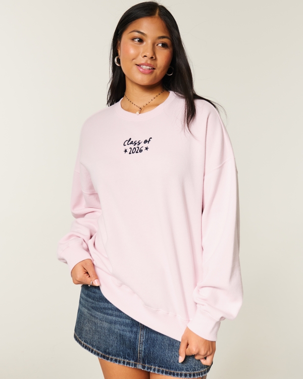 Hollister Feel Good Oversized Class of 2026 Graphic Crew Sweatshirt, Light Pink view 1