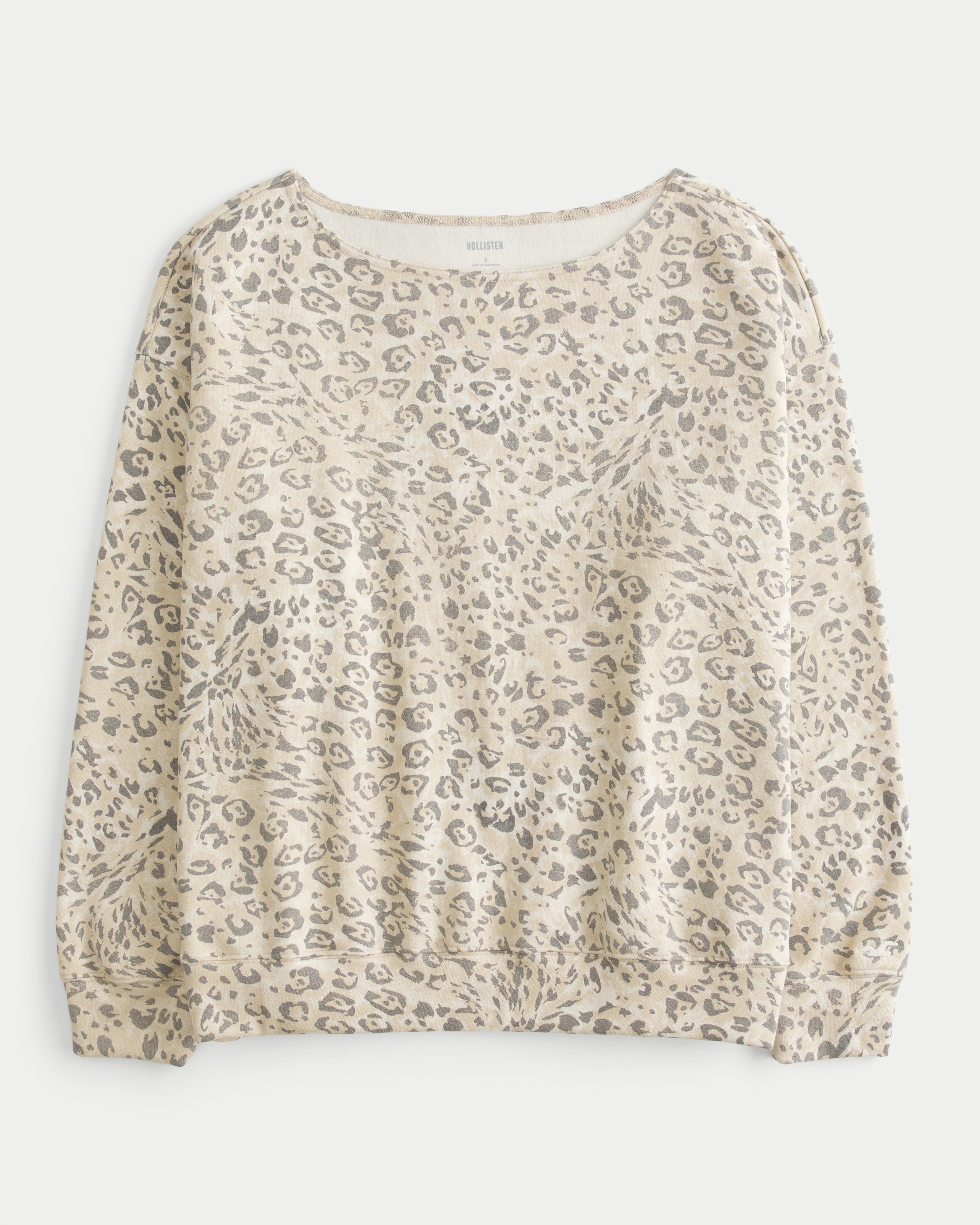 Hollister Oversized Off-the-shoulder Leopard Print Sweatshirt