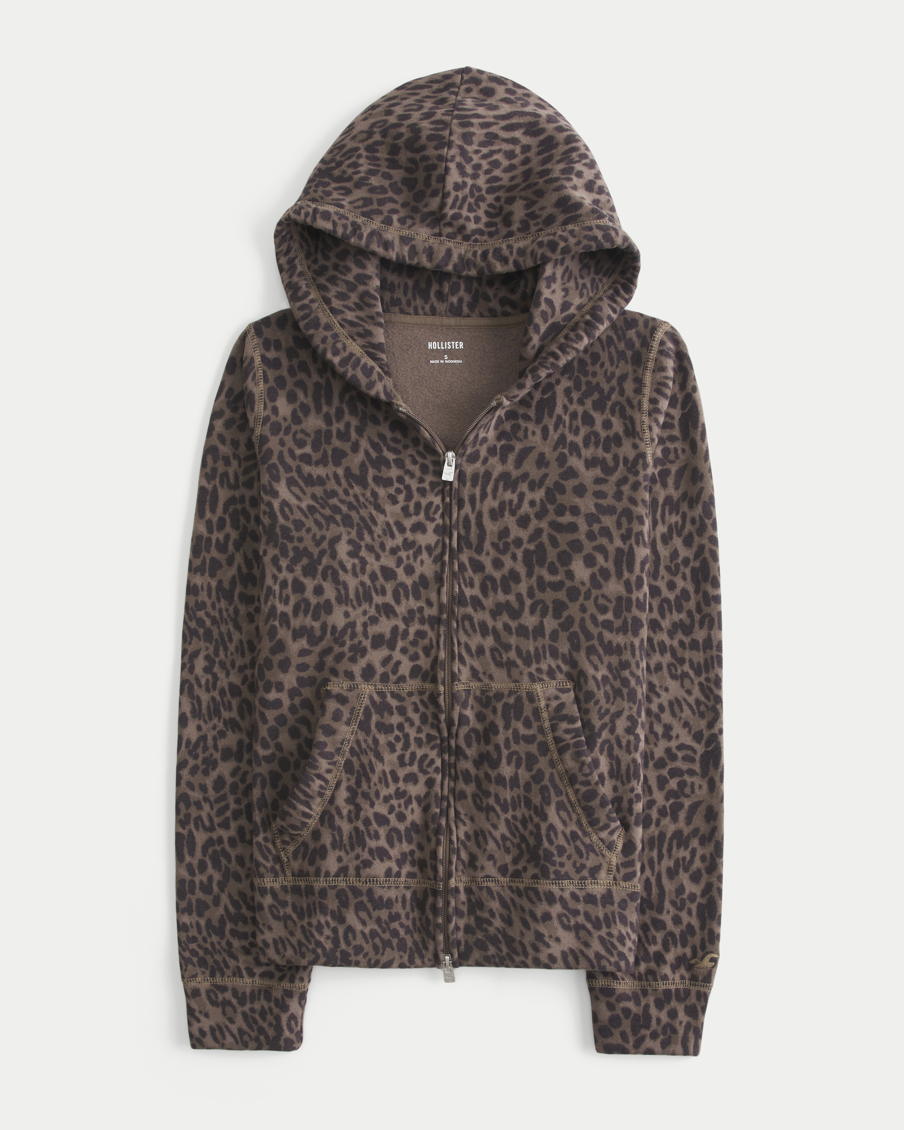 Hollister Feel Good Leopard Print Zip-Up Hoodie