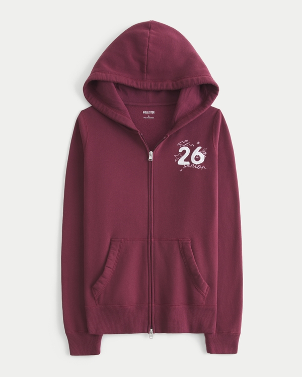 Zip-Up Senior '26 Graphic Hoodie, Mulberry view 1