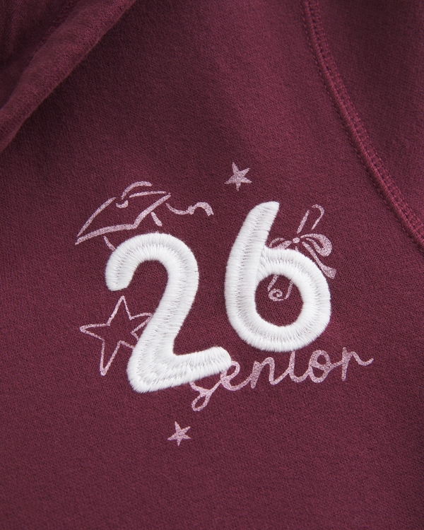 Hollister Feel Good Zip-Up Senior '26 Graphic Hoodie, Mulberry view 2