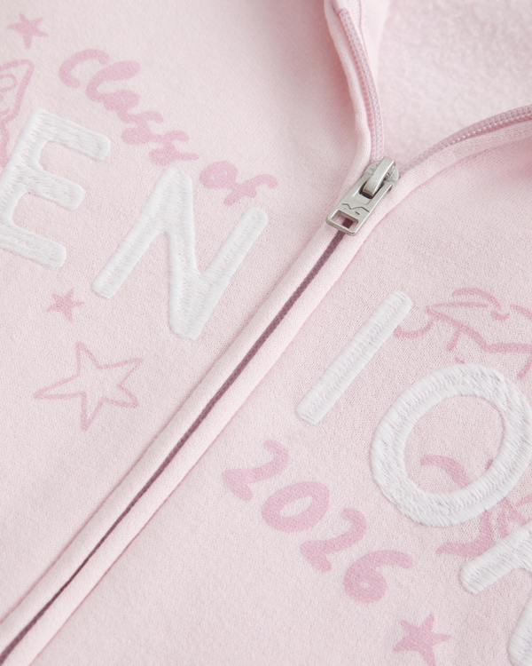 Hollister Feel Good Zip-Up Senior '26 Graphic Hoodie, Light Pink view 2