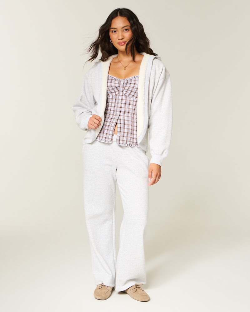 Faux Fur-Lined No-Close Fleece Cardigan