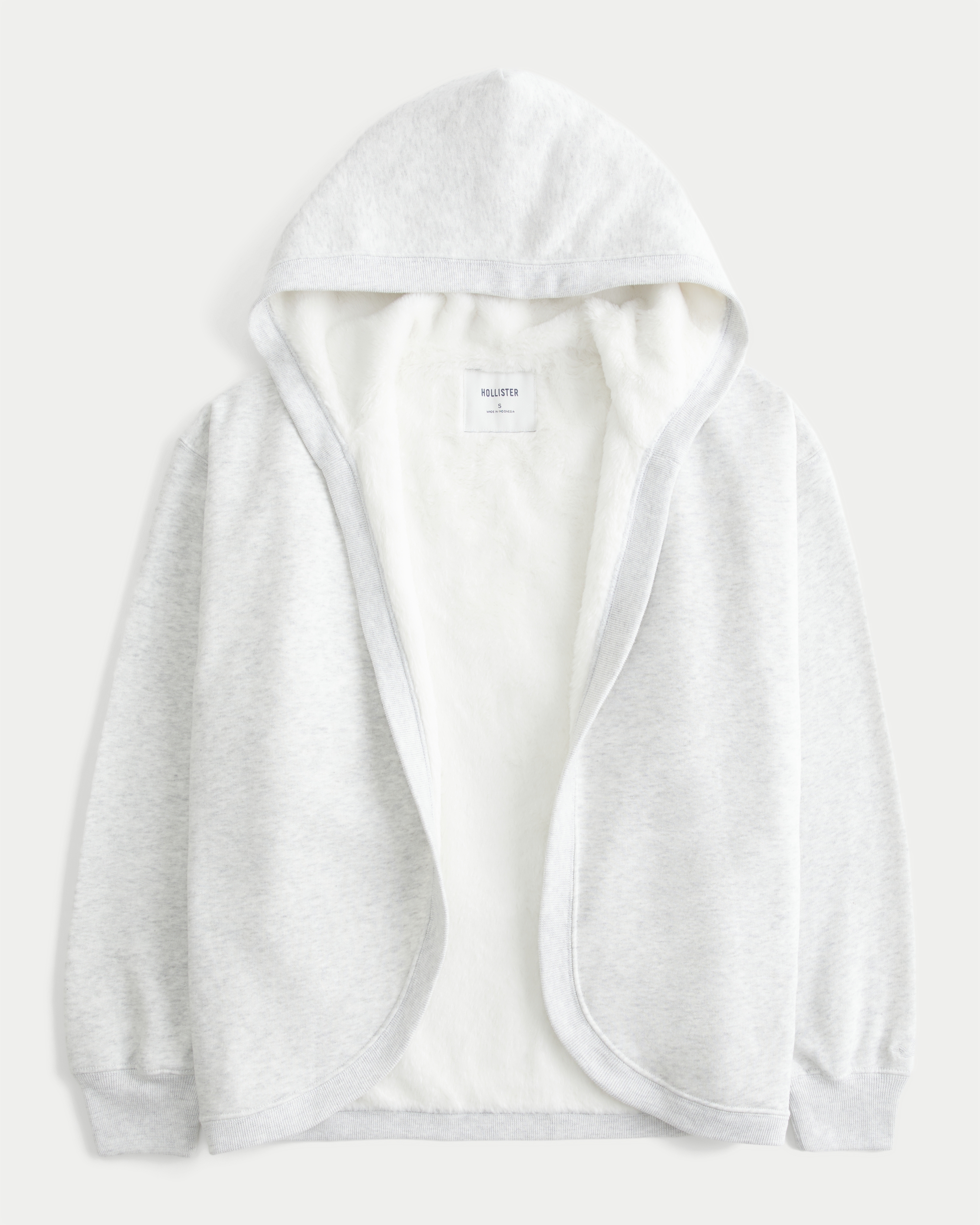 Faux Fur-Lined No-Close Fleece Cardigan