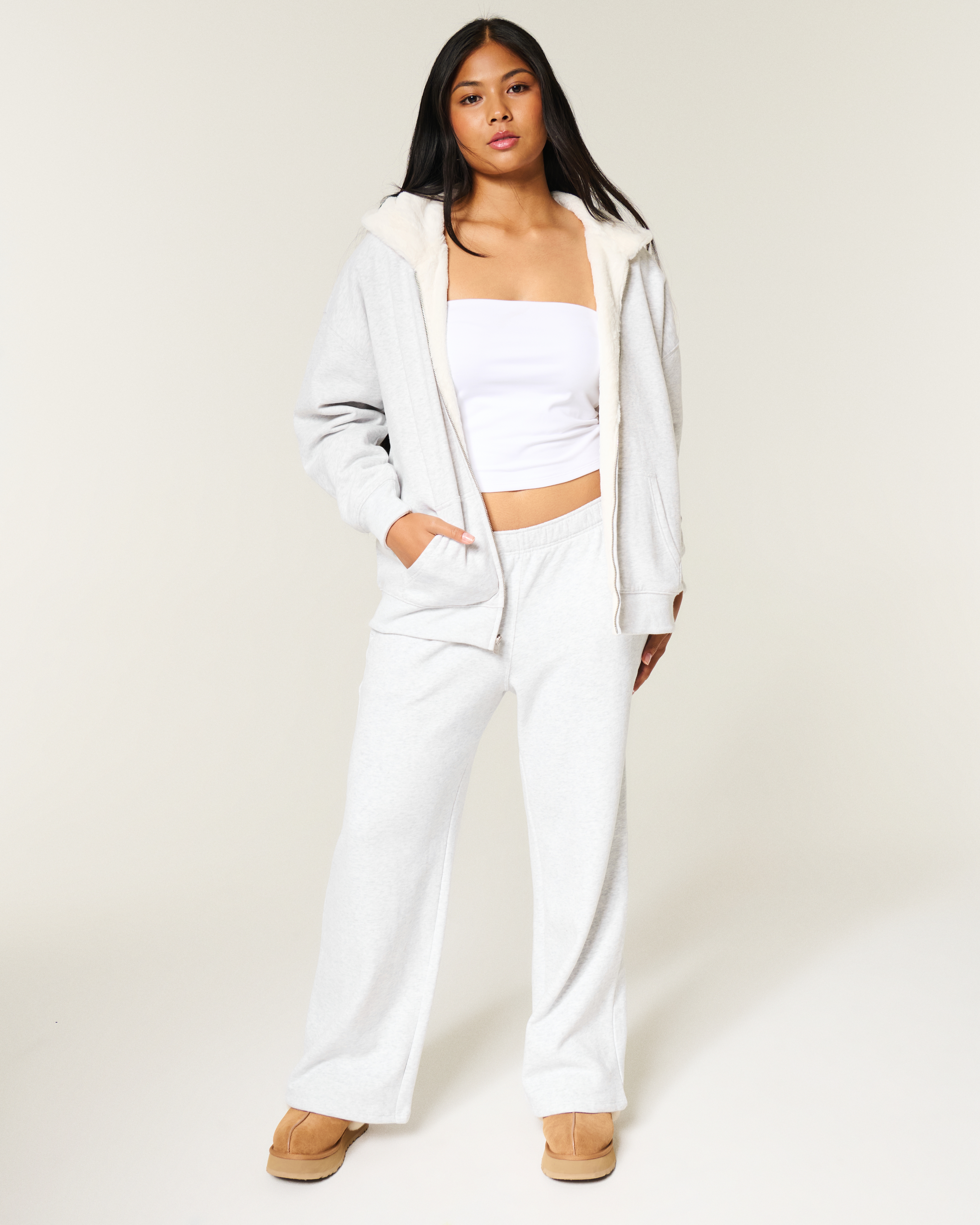 Hollister Reversible Faux Fur-lined Fleece Zip-up Hoodie