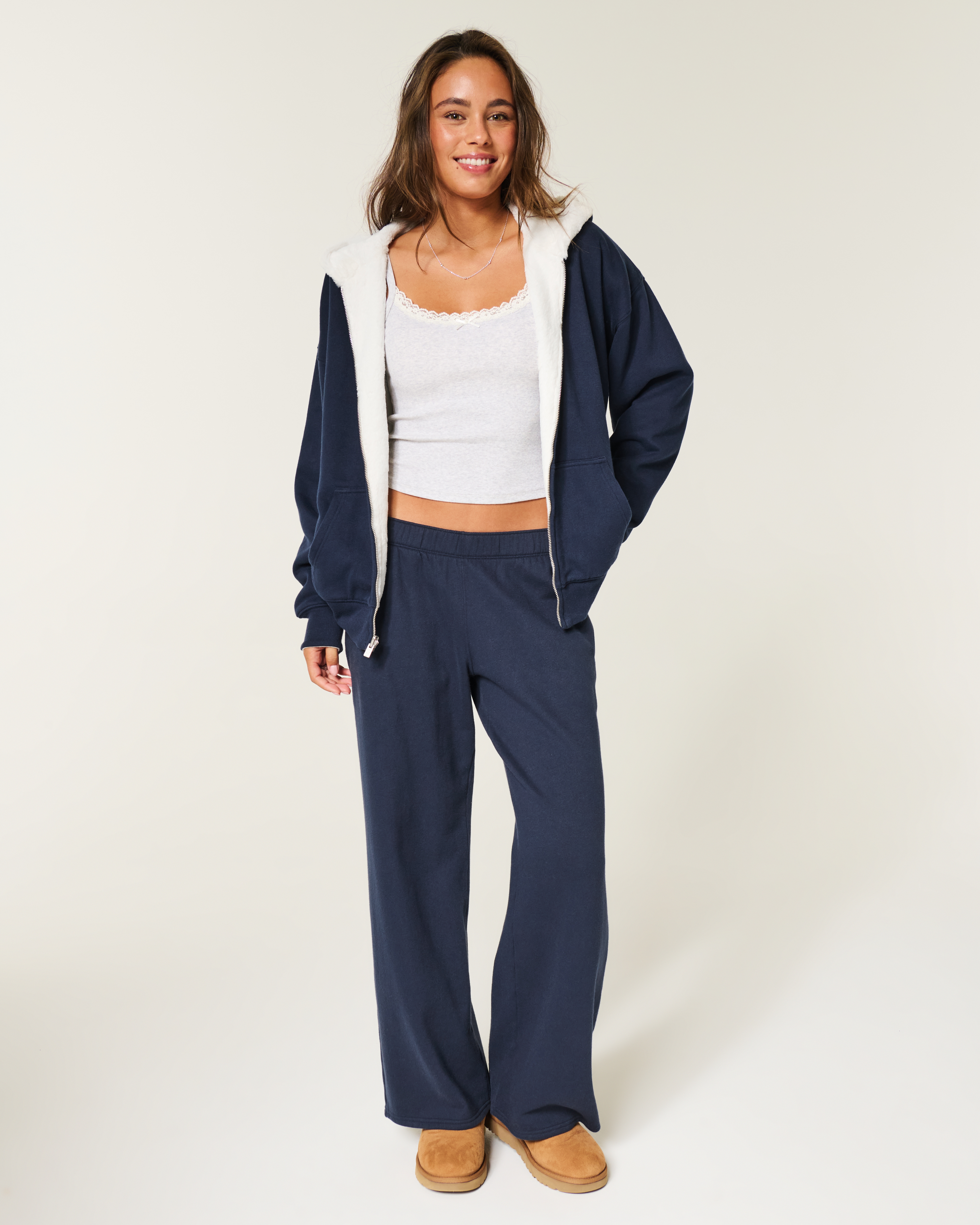 Hollister Reversible Faux Fur-lined Fleece Zip-up Hoodie