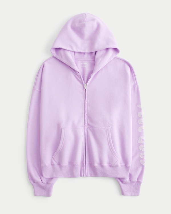 Women's Hollister Feel Good Graphic Easy Zip-Up Hoodie | Women's