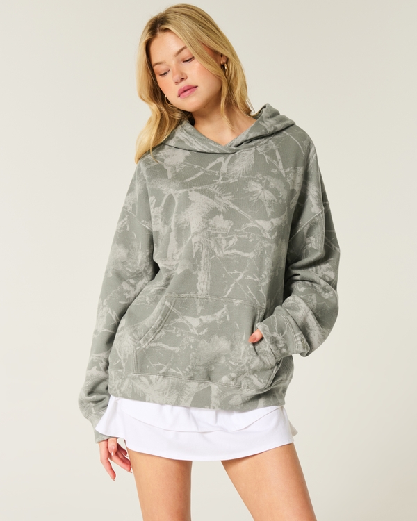 Oversized Camo Hoodie, Green Camo view 1