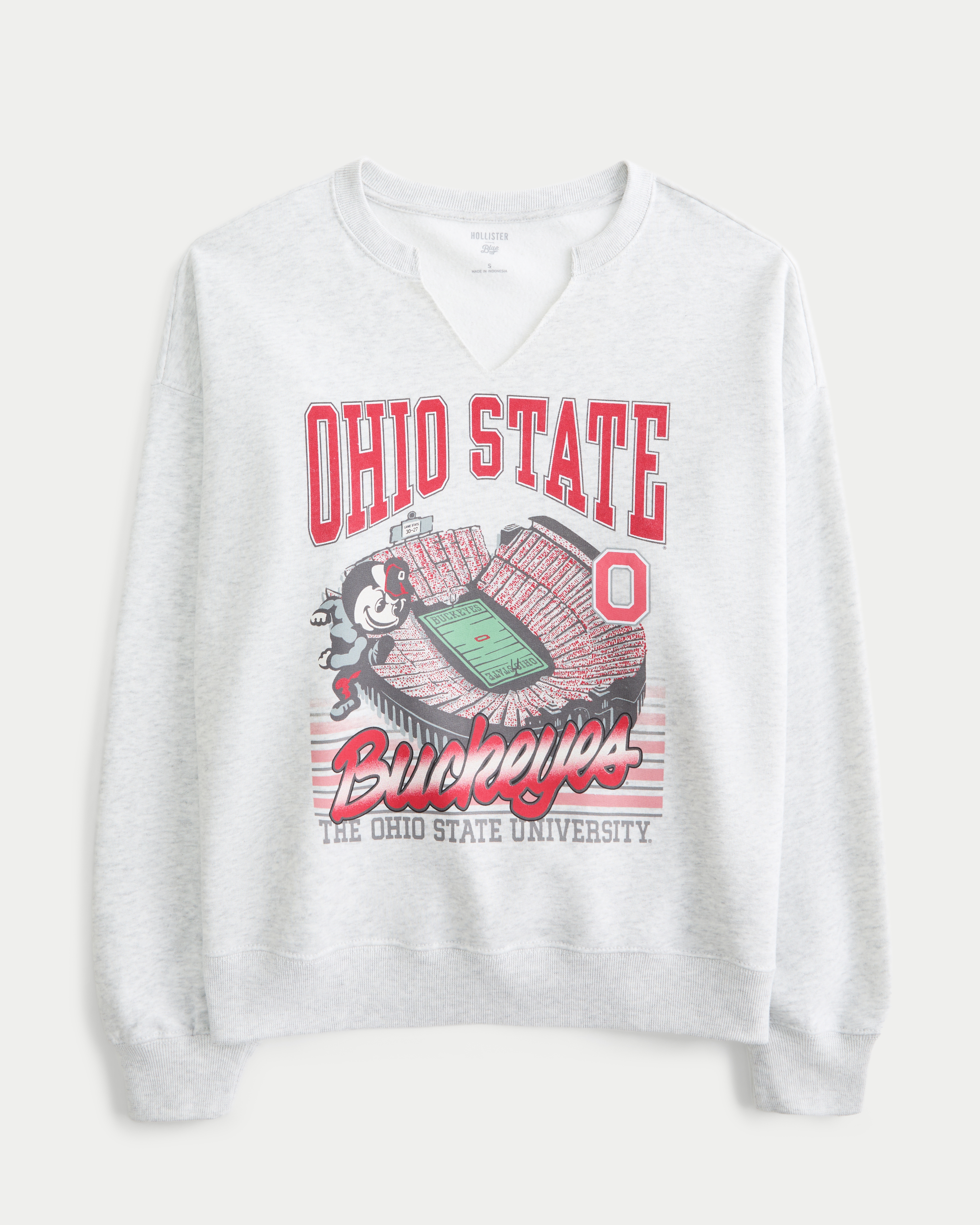 Oversized Ohio State University Graphic Notch-Neck Sweatshirt