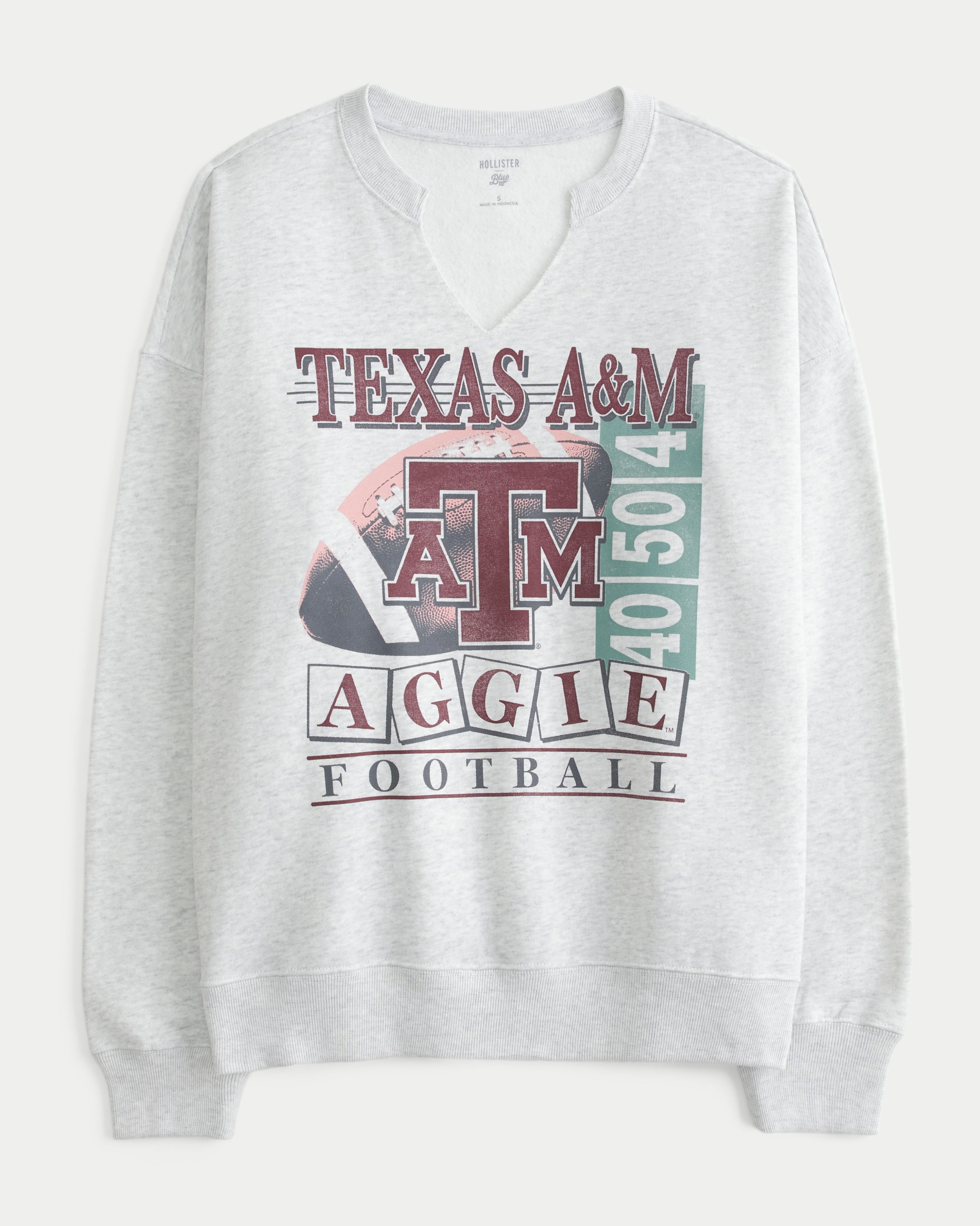 Oversized Texas A&M University Notch-Neck Sweatshirt
