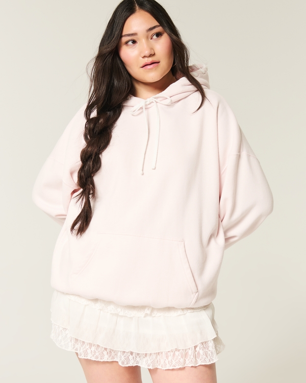 Oversized Hoodie with Hood Detail, Pale Pink view 1