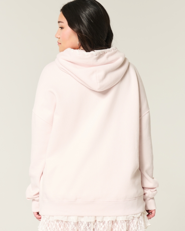 Oversized Hoodie with Hood Detail, Pale Pink view 2