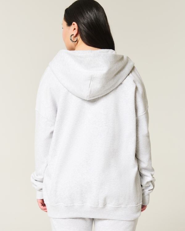 Oversized Zip-Up Hoodie, Light Heather Grey view 2