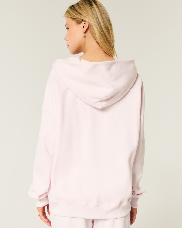 Oversized Zip-Up Hoodie, Pale Pink view 2