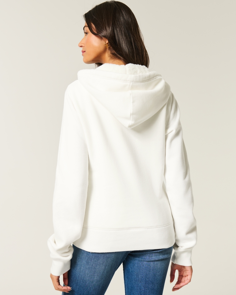 Faux Fur-Lined Zip-Up Hoodie