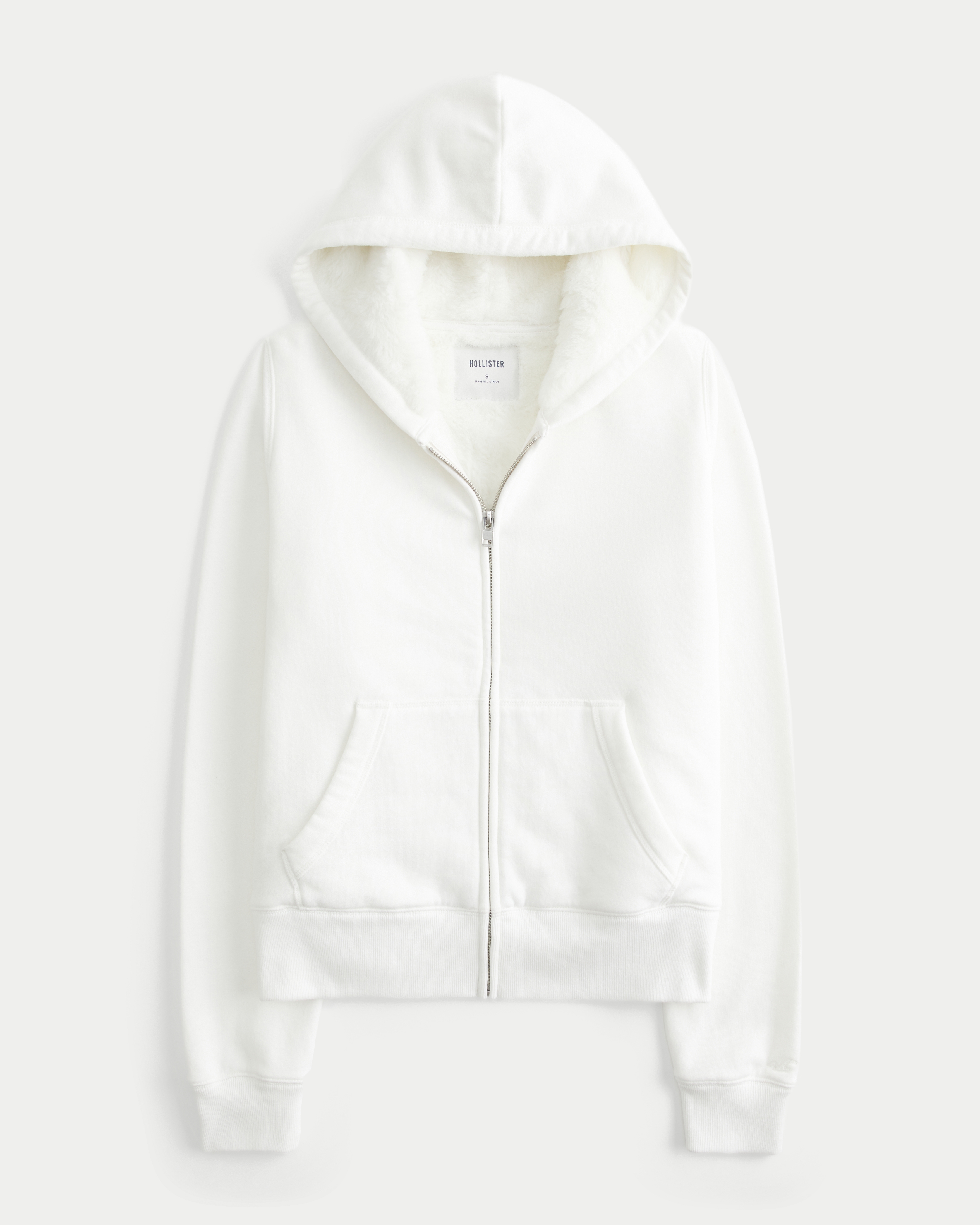 Faux Fur-Lined Zip-Up Hoodie
