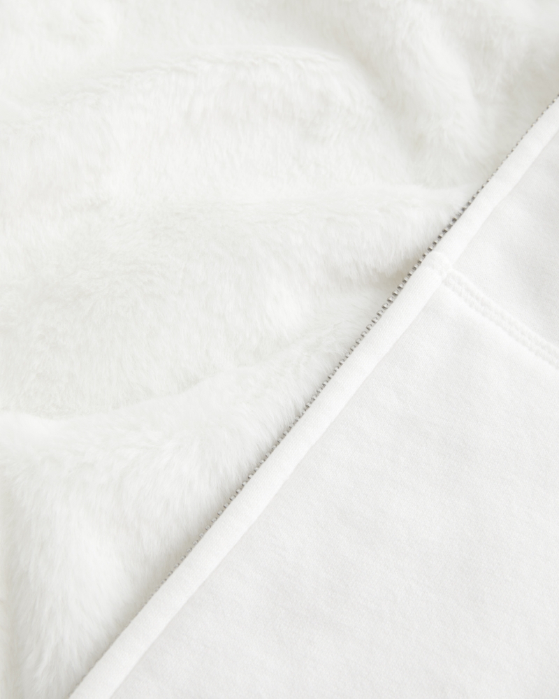 Faux Fur-Lined Zip-Up Hoodie