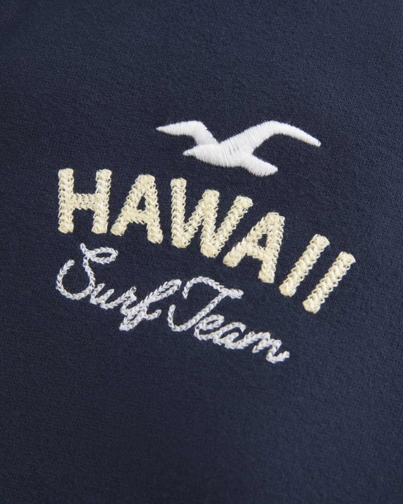 Short-Sleeve Zip-Up Logo Graphic Hoodie