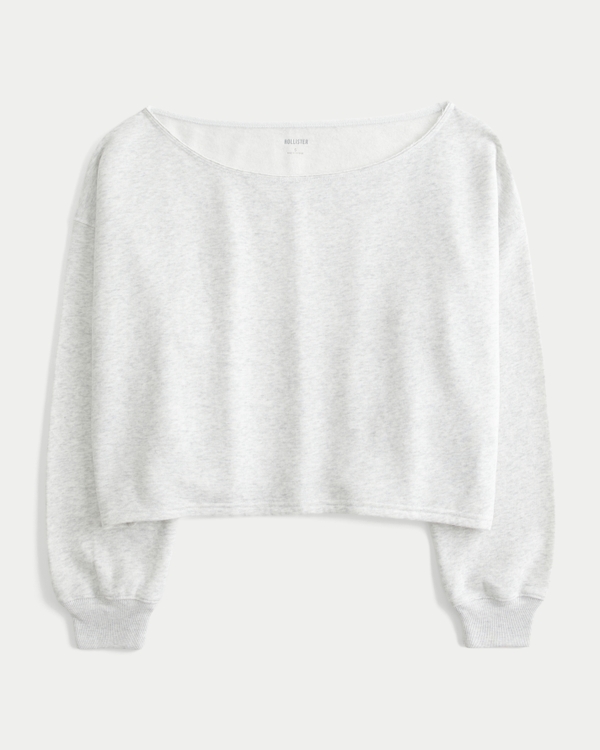 Easy Double Off-the-Shoulder Sweatshirt, Light Heather Grey view 1