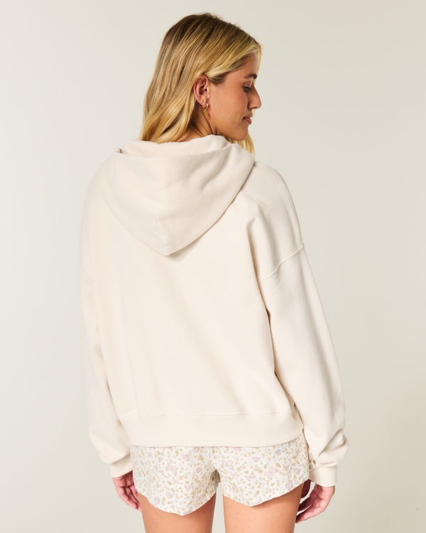 Oversized Zip-Up Hoodie, Beige view 2