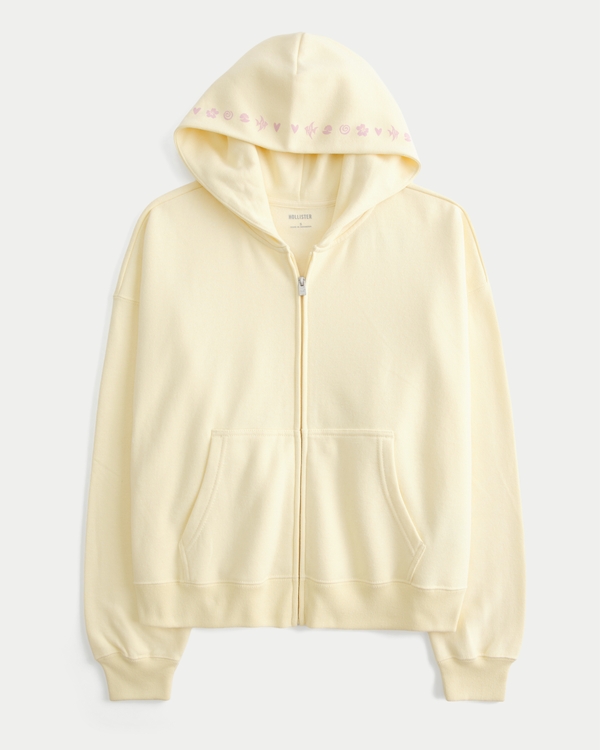Oversized Starfish Graphic Zip-Up Hoodie