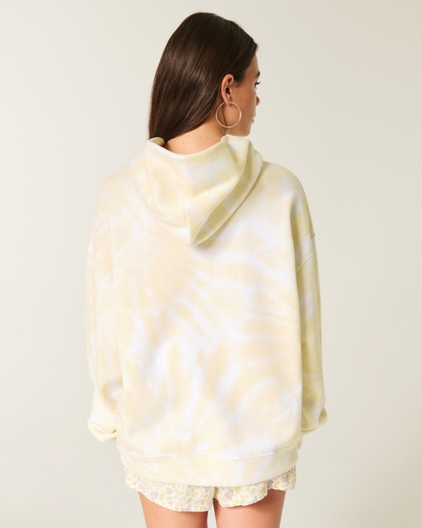 Oversized Wash Effect Hoodie, Ivory Tie Dye view 2