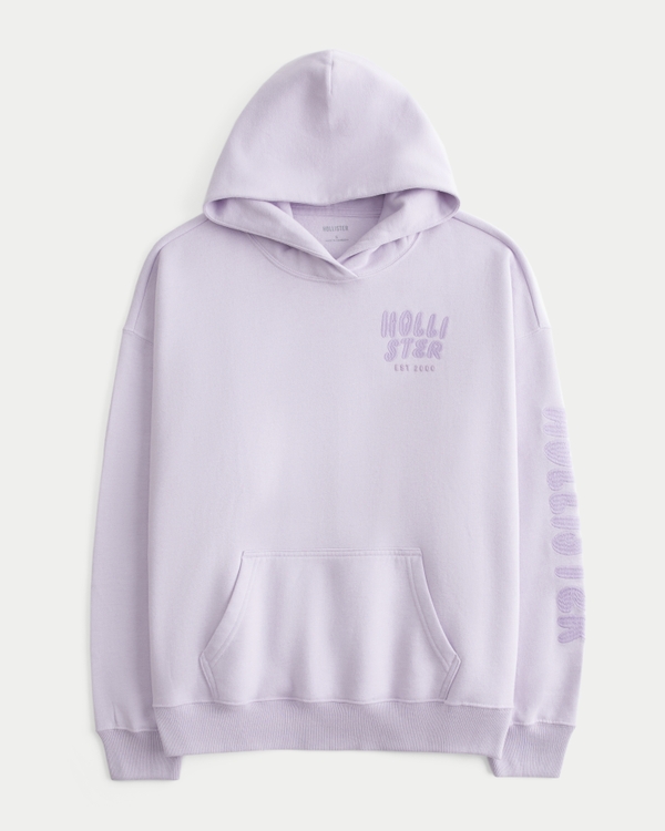 Oversized Logo Graphic Hoodie, Pastel Purple view 1