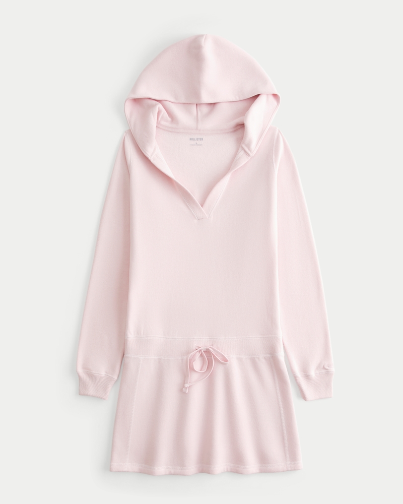 Hooded Long-Sleeve Fleece Dress