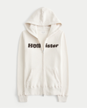 Women's Chenille Logo Graphic Zip-Up Hoodie | Women's Tops | HollisterCo.ca
