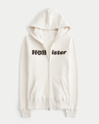 Chenille Logo Graphic Zip-Up Hoodie