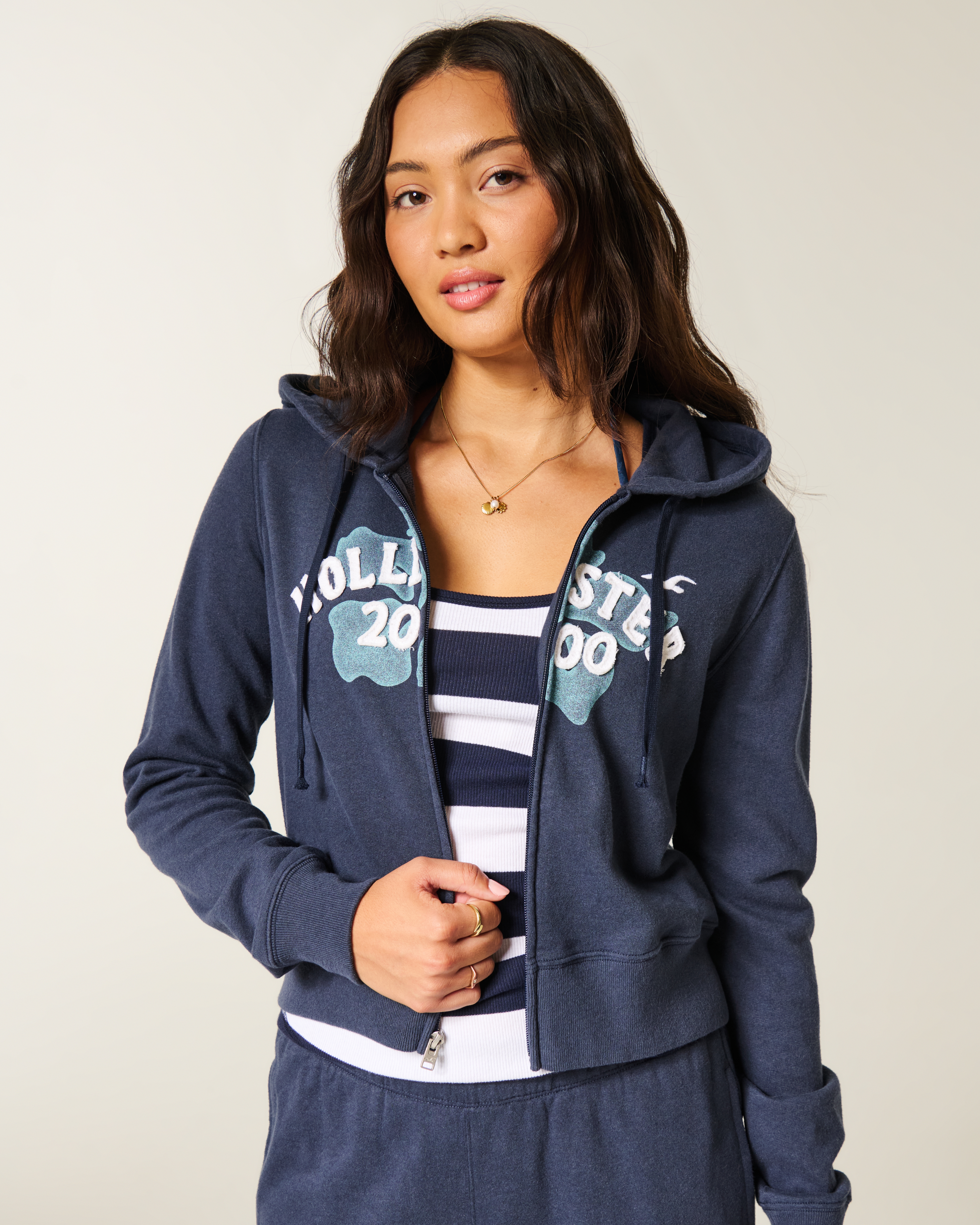 Terry Logo Graphic Zip-Up Hoodie