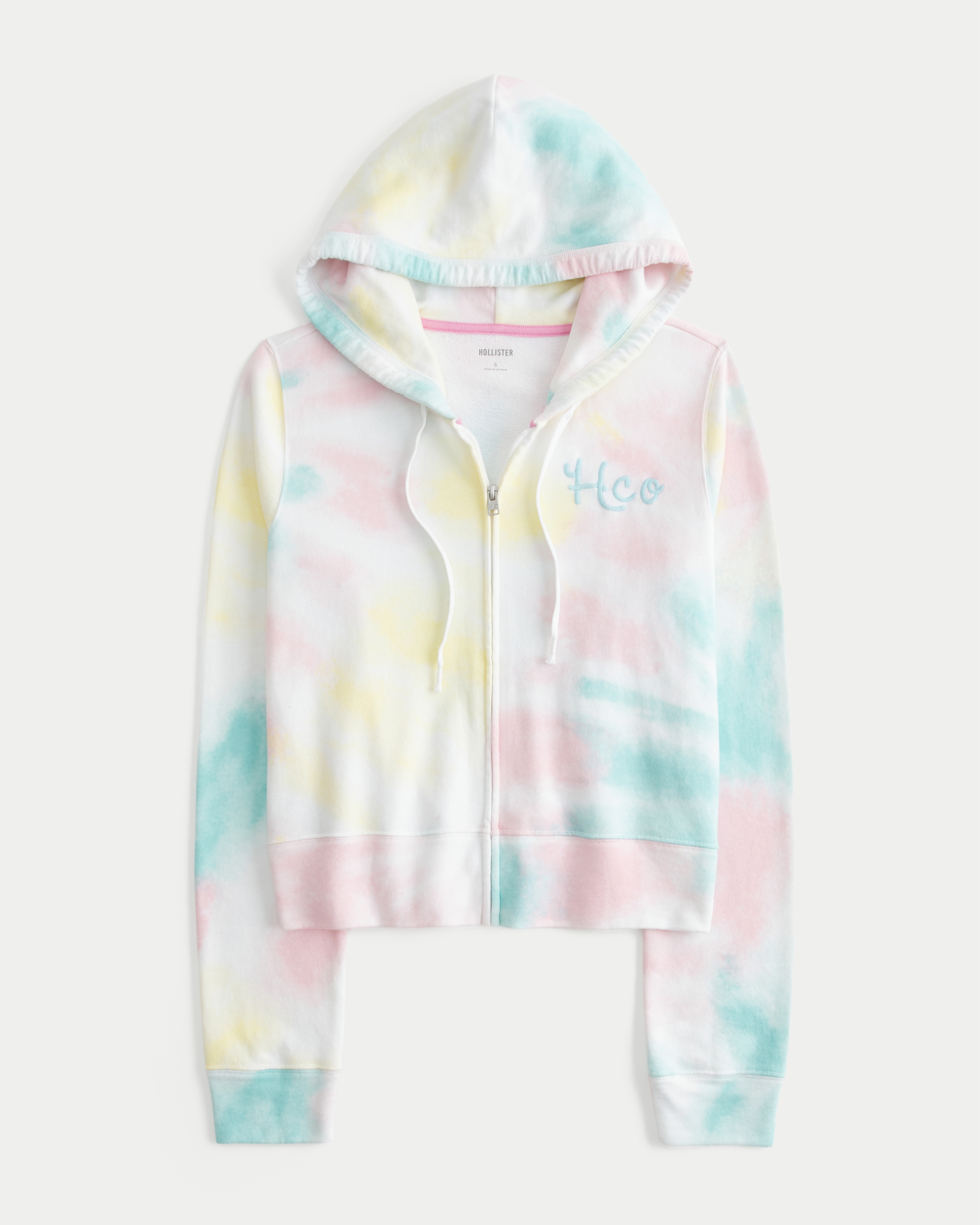 Terry Logo Graphic Wash Effect Zip-Up Hoodie