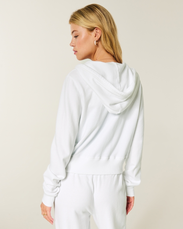 Terry Zip-Up Hoodie, White view 2