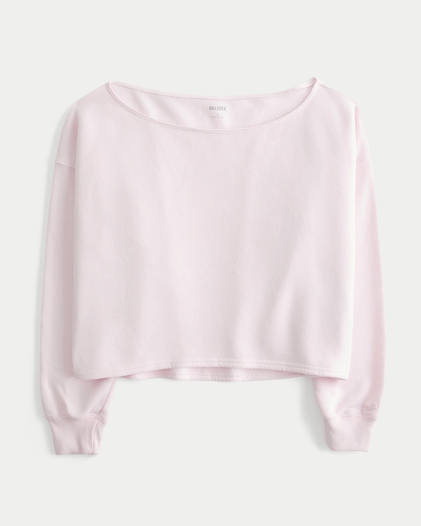 Hollister Feel Good Easy Off-the-Shoulder Sweatshirt, Light Pink view 1