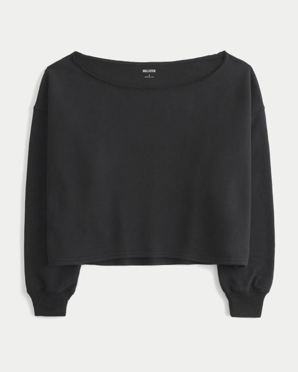 Hollister Feel Good Easy Off-the-Shoulder Sweatshirt, Black view 1