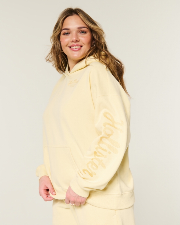 Hollister Feel Good Oversized Logo Graphic Hoodie, Butter Yellow view 1