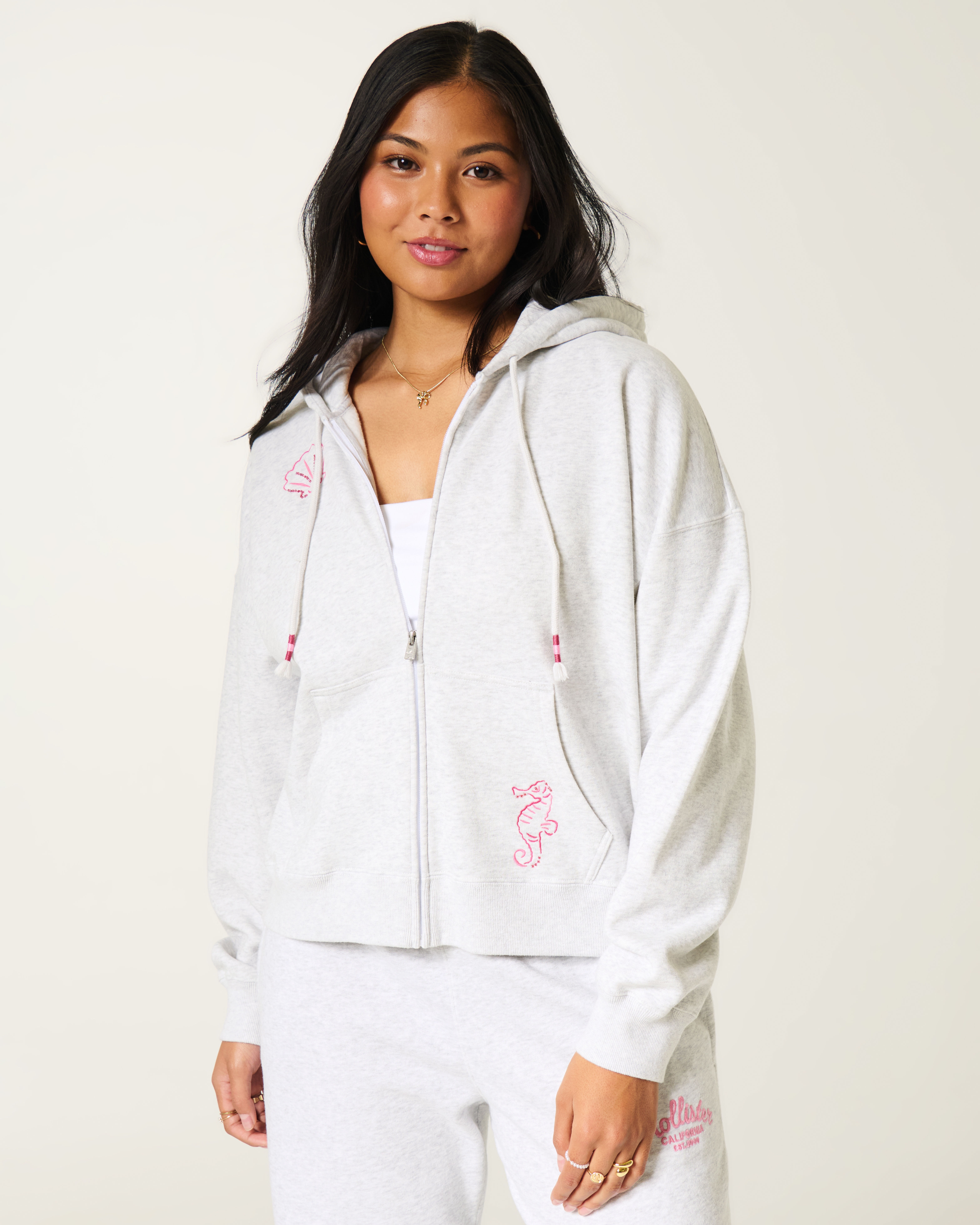 Easy Ocean Graphic Zip-Up Hoodie