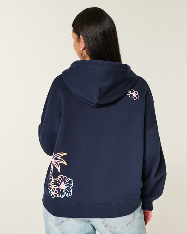 Women's Hollister Feel Good Easy Floral Graphic Zip Up Hoodie