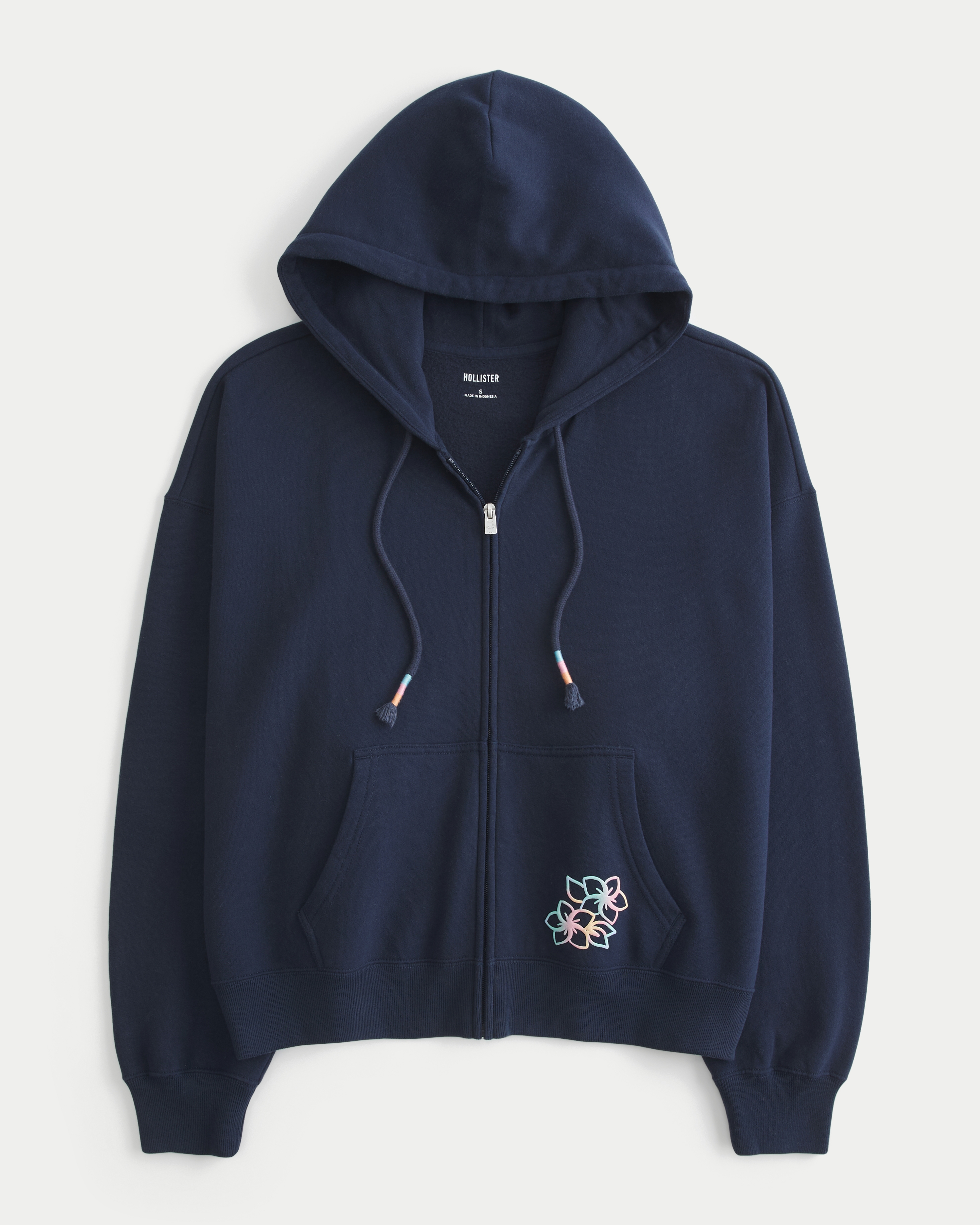 Floral graphic zip-up hoodie