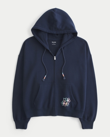 Hollister Hollister Feel Good Easy Floral Graphic Zip-Up Hoodie