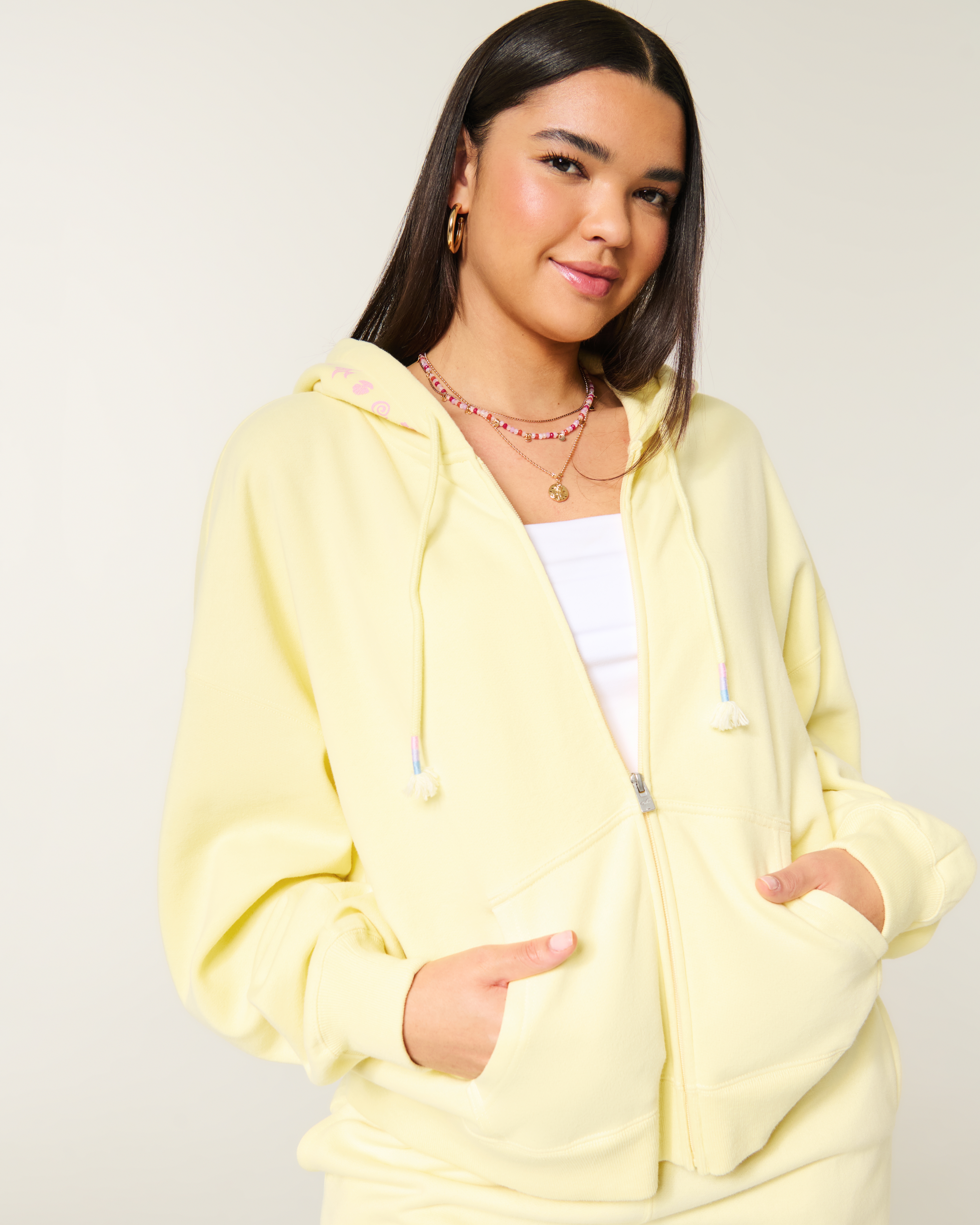 Easy Beachy Graphic Zip-Up Hoodie