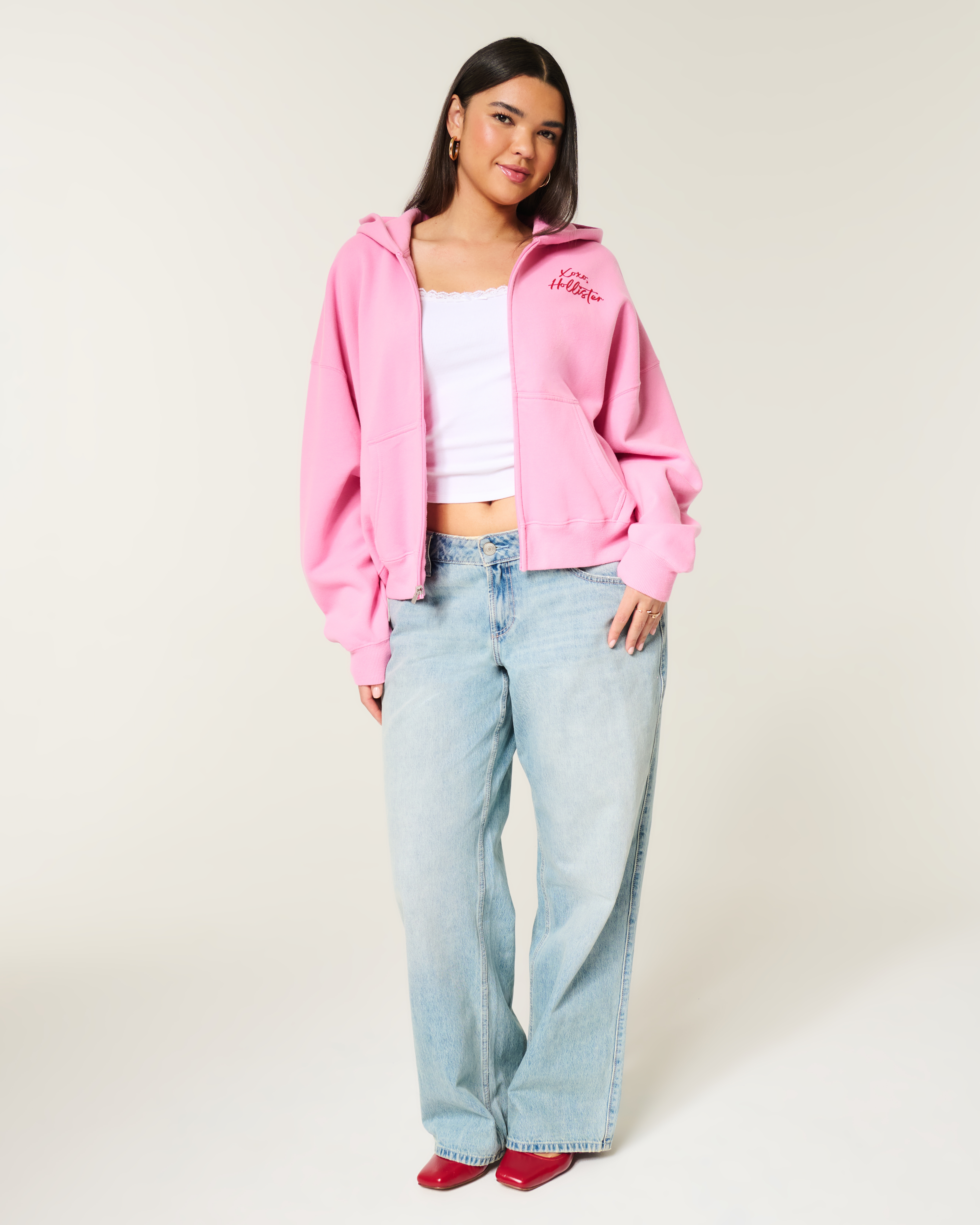 Hollister Feel Good Easy Zip-Up Xoxo Graphic Hoodie | Liberty Center