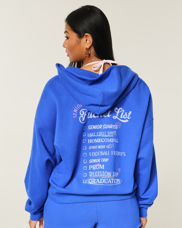 Hollister Feel Good Senior 2026 Graphic Zip-Up Hoodie, Cobalt view 2