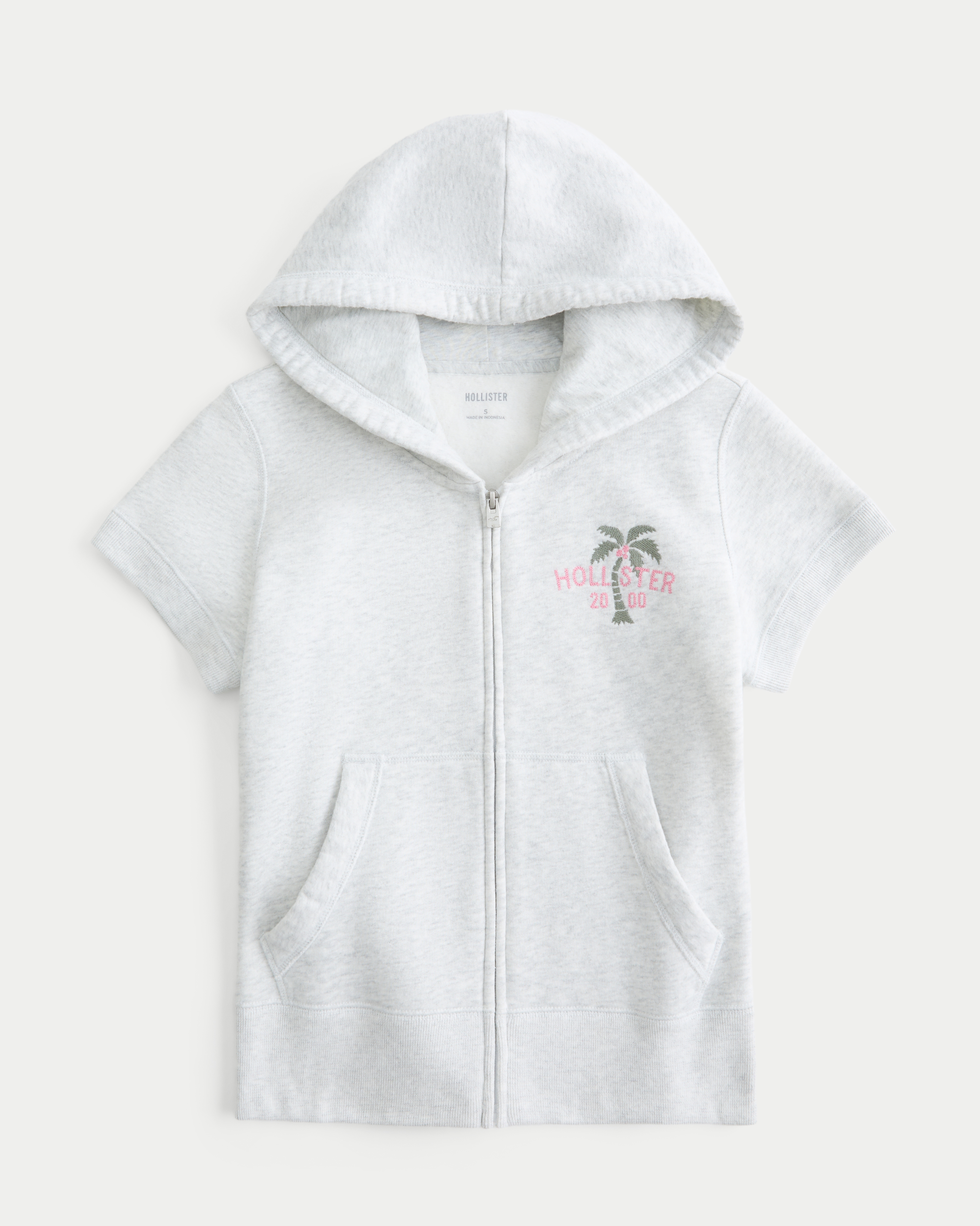 Hollister Feel Good Short-Sleeve Logo Graphic Hoodie