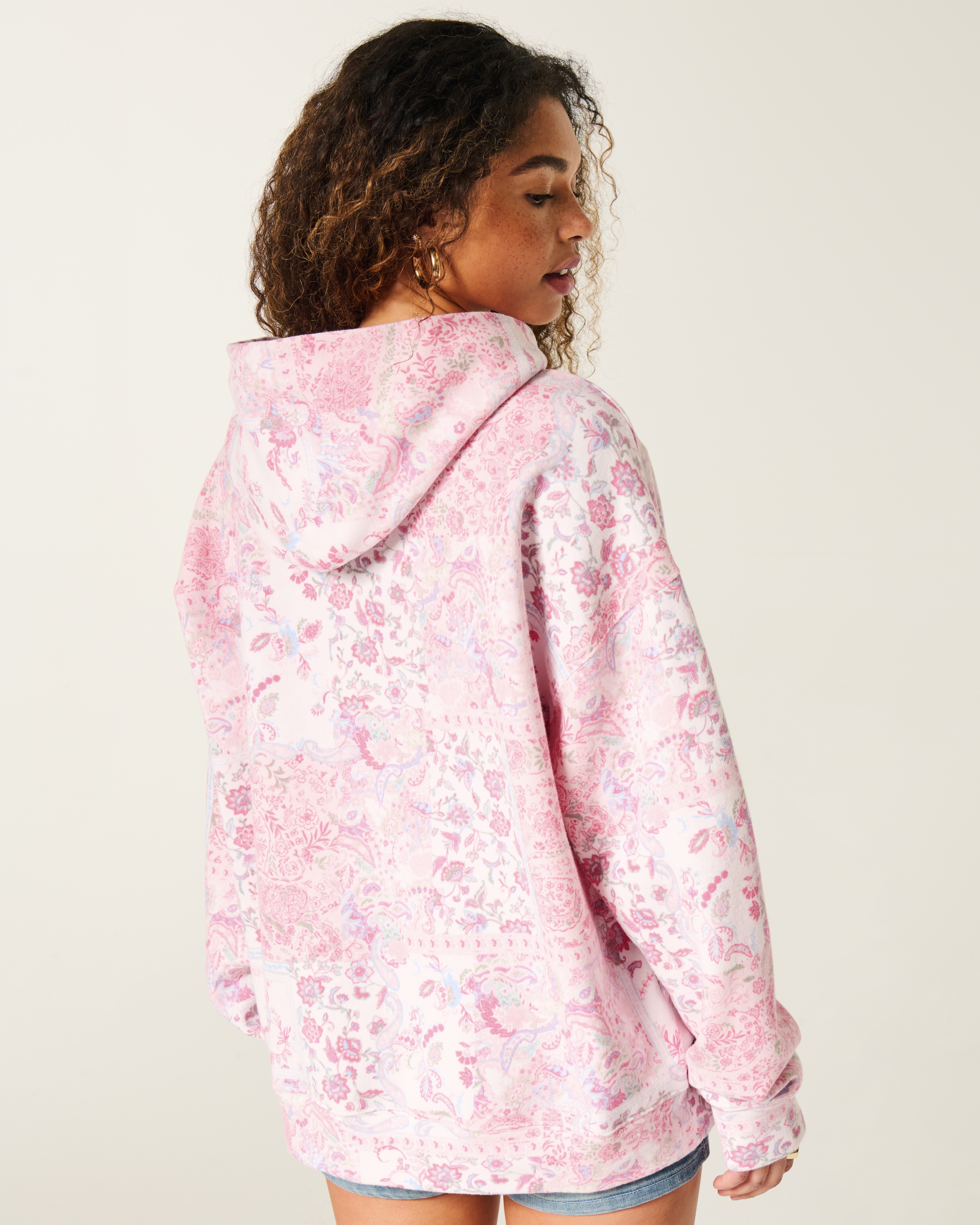 Hollister Feel Good Oversized Floral Pattern Hoodie