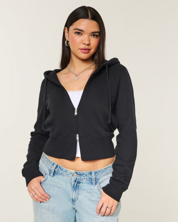 Hollister Feel Good Zip-Up Hoodie, Black view 1