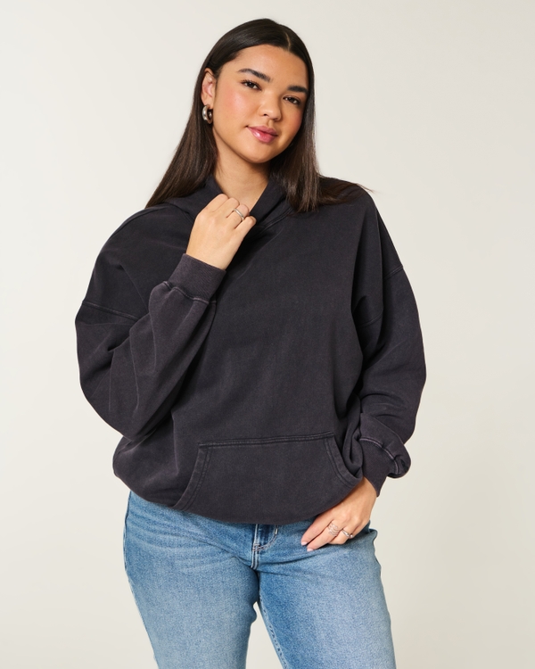 Oversized Washed Hoodie, Black view 1